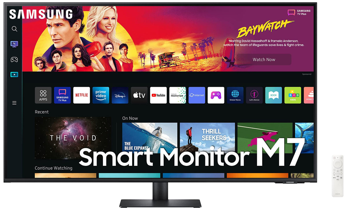 SAMSUNG 43" M70B Series 4K UHD USB-C Smart Monitor & Streaming TV, 4ms, 60Hz, HDR10, Wireless Display, Gaming and IoT Hubs, Alexa Built-in, 2022, LS43BM702UNXZA, Black