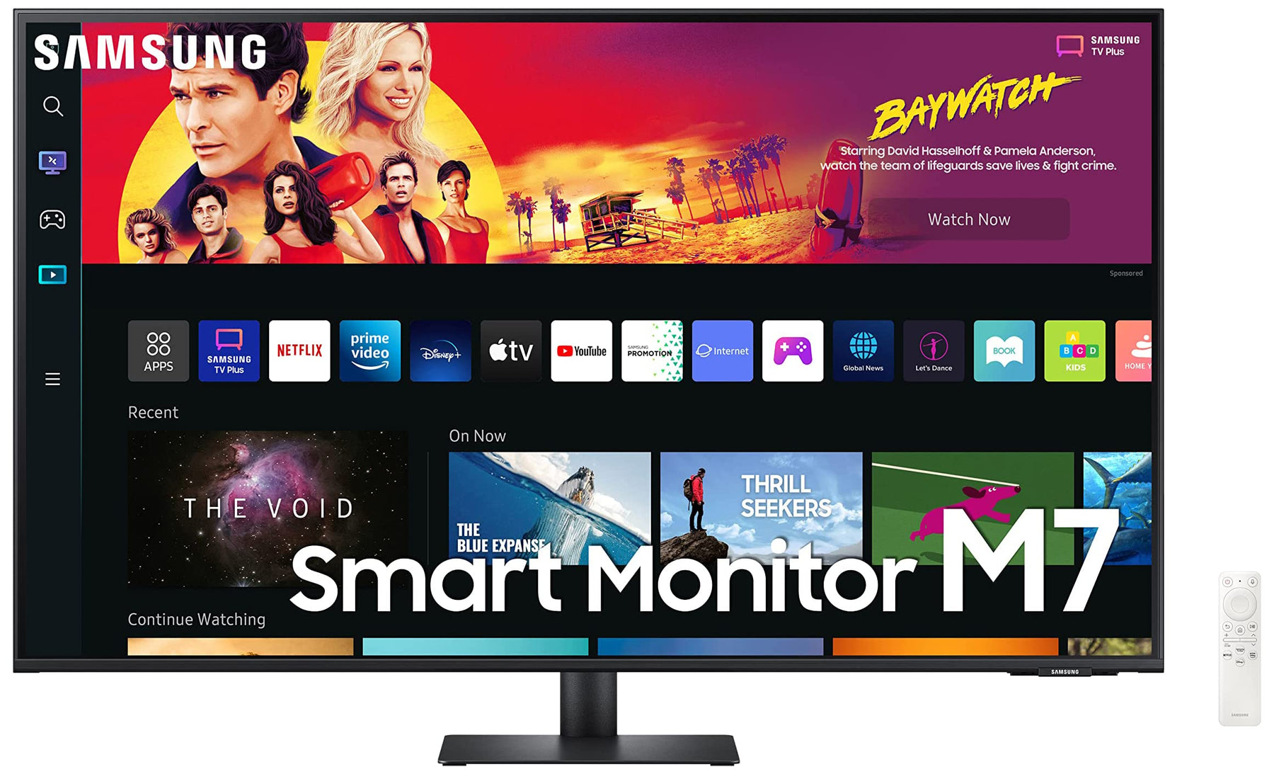 SAMSUNG 43" M70B Series 4K UHD USB-C Smart Monitor & Streaming TV, 4ms, 60Hz, HDR10, Wireless Display, Gaming and IoT Hubs, Alexa Built-in, 2022, LS43BM702UNXZA, Black