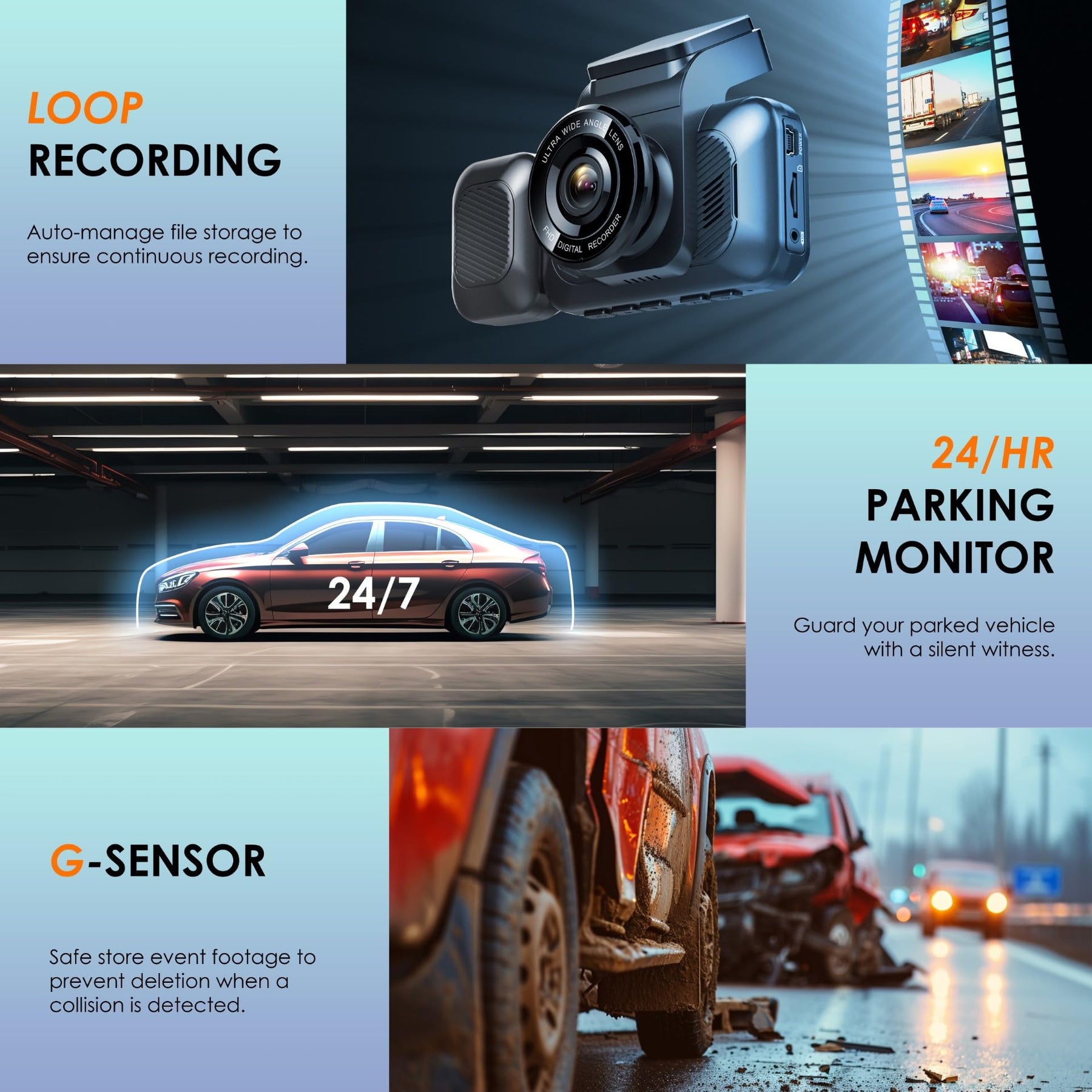 RexingUSA 4K 3-Channel Dash Cam with Wi-Fi, GPS, Voice Control, G-Sensor, and Loop Recording – Super Capacitor, 170° Wide Angle, 32GB MicroSD Included