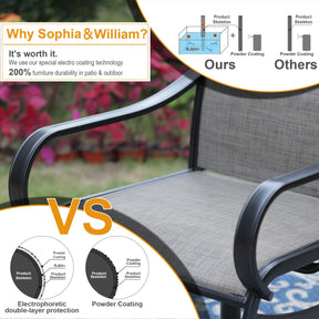 Sophia & William Patio Dining Set for 6 Outdoor Furniture Table and Chairs 7 Pieces Metal, 6 x Swivel Dining Chairs Textilene with 1 Umbrella Table for Lawn Pool Garden Porch