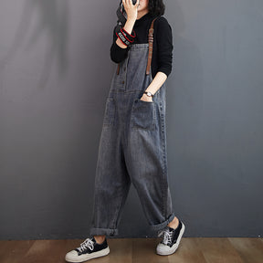 Spring Fashion Button Jeans Harem Jumpsuit