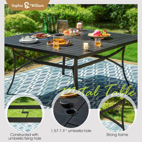 Sophia & William Patio Furniture Set Large Square Patio Dining Table for 8 with Patio Swivel Chairs Textilene Patio Dining Set 9 Pieces Outdoor Table and Chairs for Garden Backyard All Weather