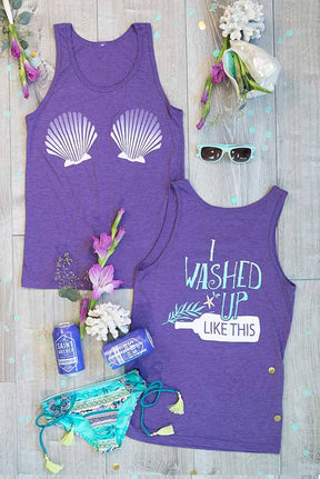 I Washed Up Like This Mermaid | Shell Yeah Beaches! Tank Tops