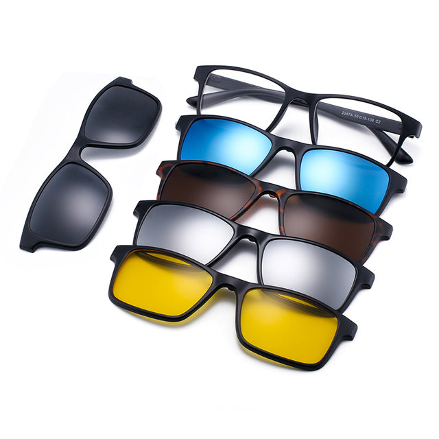 5PCS Magnetic Polarized Clip On Sunglasses