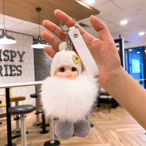 Cute Expression Face Baby Pompom Keychain