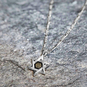 Star of David Necklace 24k Gold Inscribed Hebrew Shema Israel Pendant on Onyx