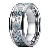 Steampunk Blue Faux Carbon Fiber Tungsten Ring