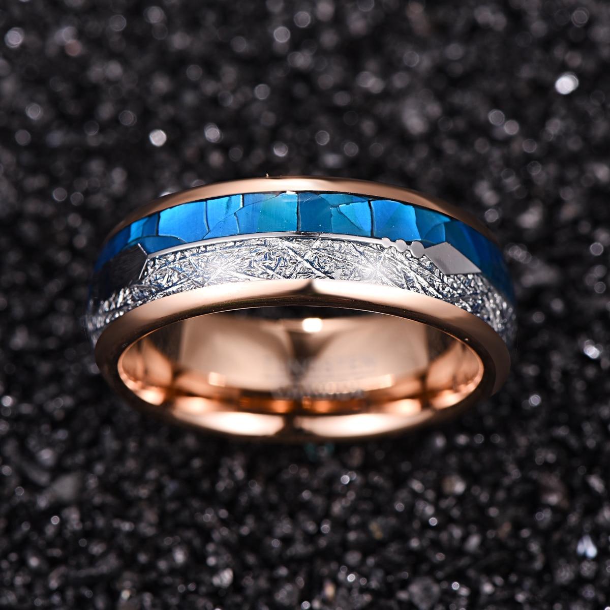 Blue and Rose Gold Arrow Tungsten Ring