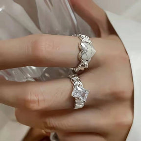 Crystal Love Heart Open Rings