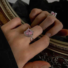 Crystal Love Heart Open Rings