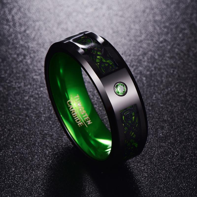 Dragon Stone Inlay Tungsten Ring