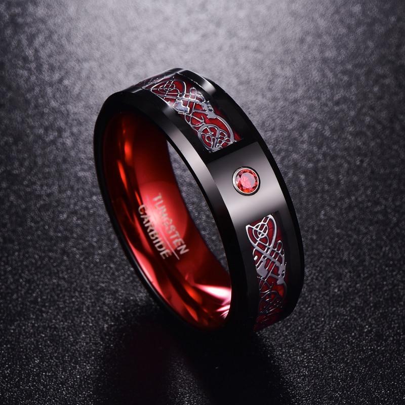 Dragon Stone Inlay Tungsten Ring