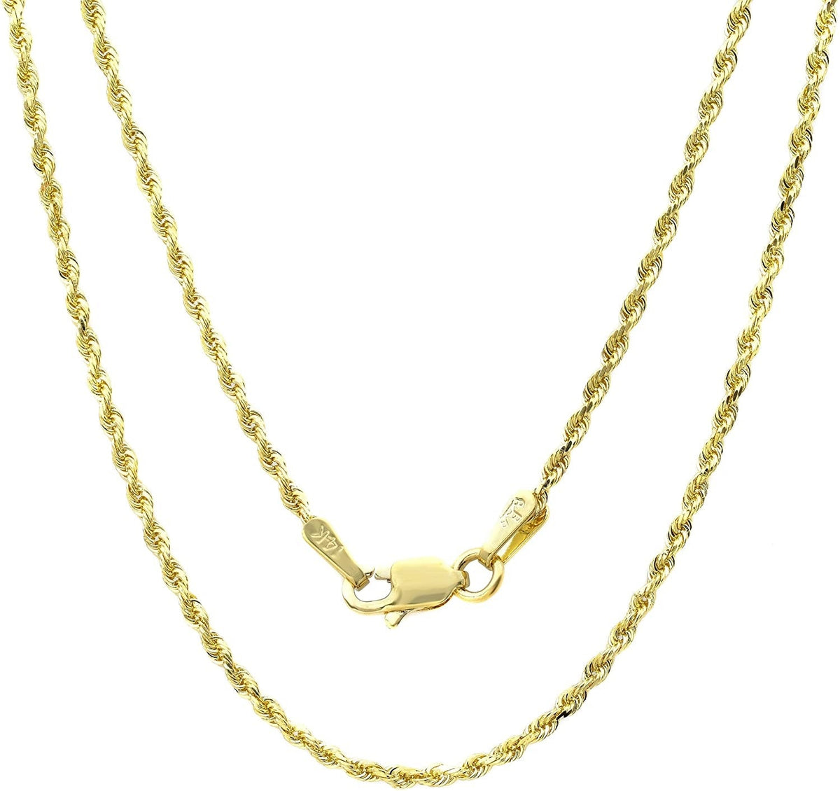 14k Gold Yellow Think Hollow Rope Chain 16"-24"