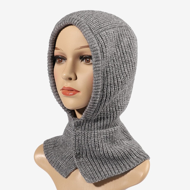 Women's Knitted Balaclava Collar Bonnet