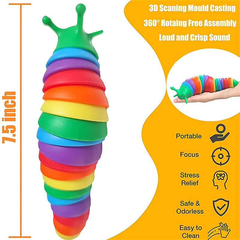 Rainbow 3D Slug Fidget Toy