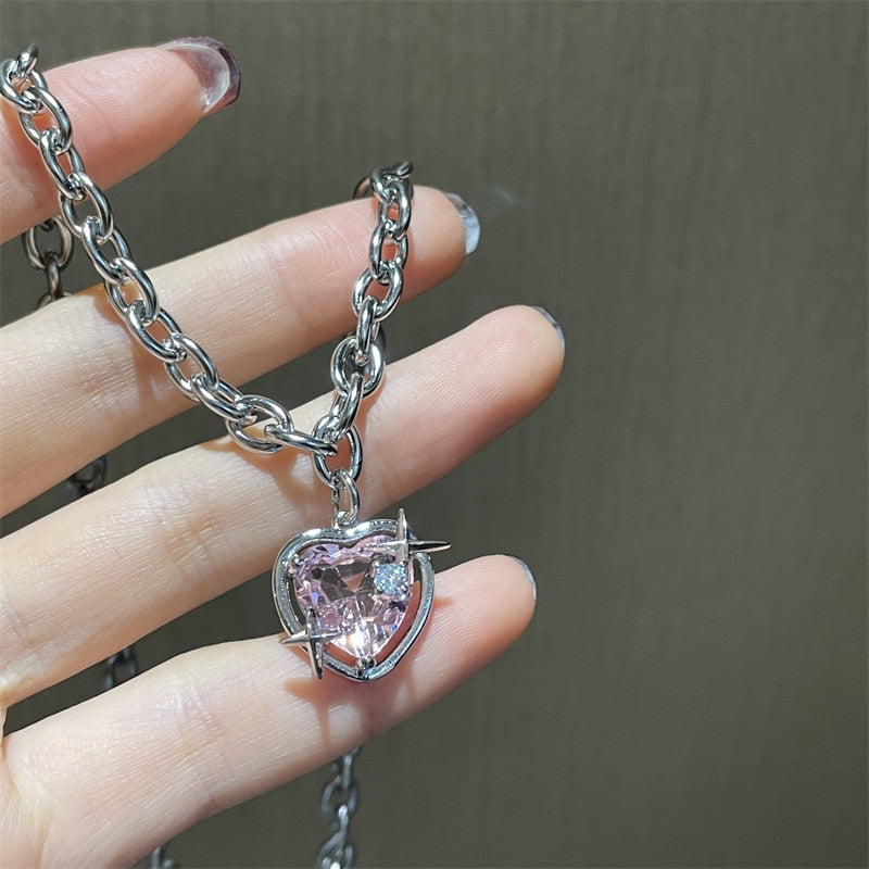 Peach Heart Pendant Necklace