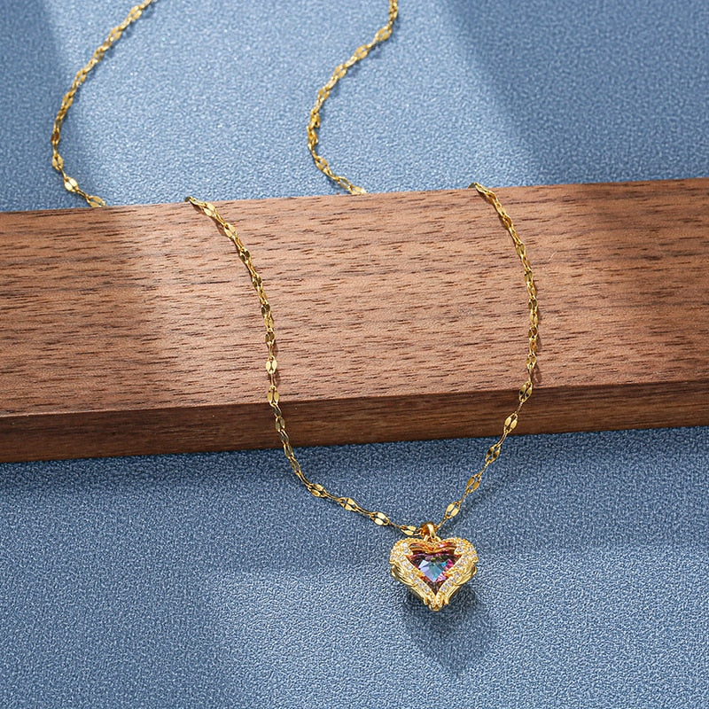 Ocean Heart Crystal Necklace