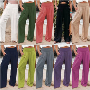 Cotton Linen Pockets Long Trousers