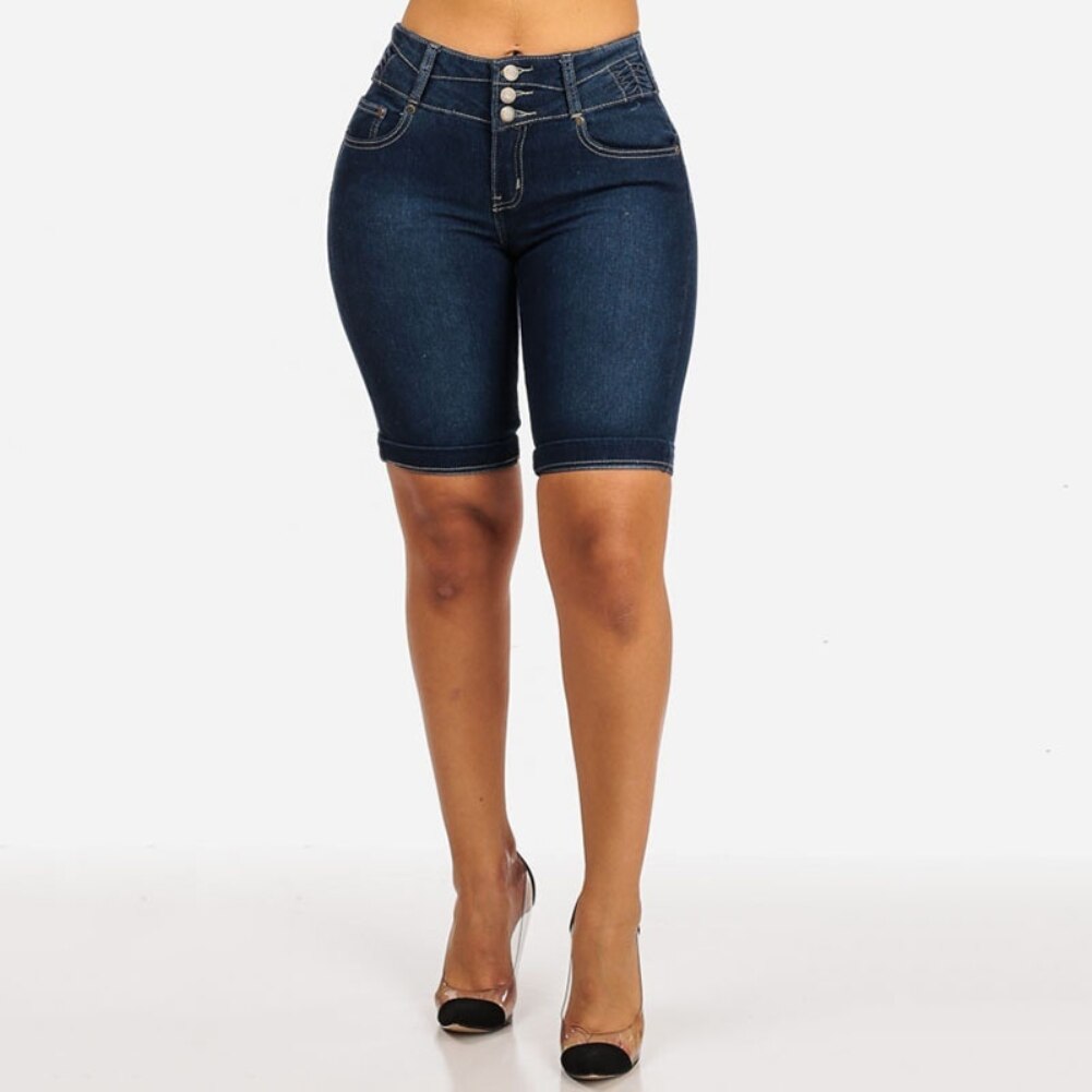 Knee Length Stretch Short Jeans