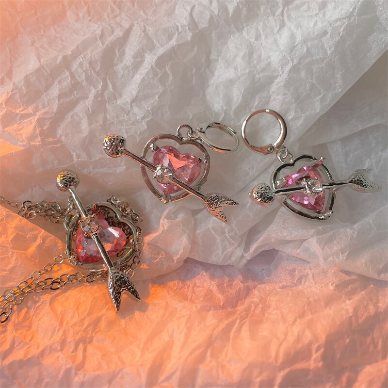 Cupid Heart Necklace and Earrings