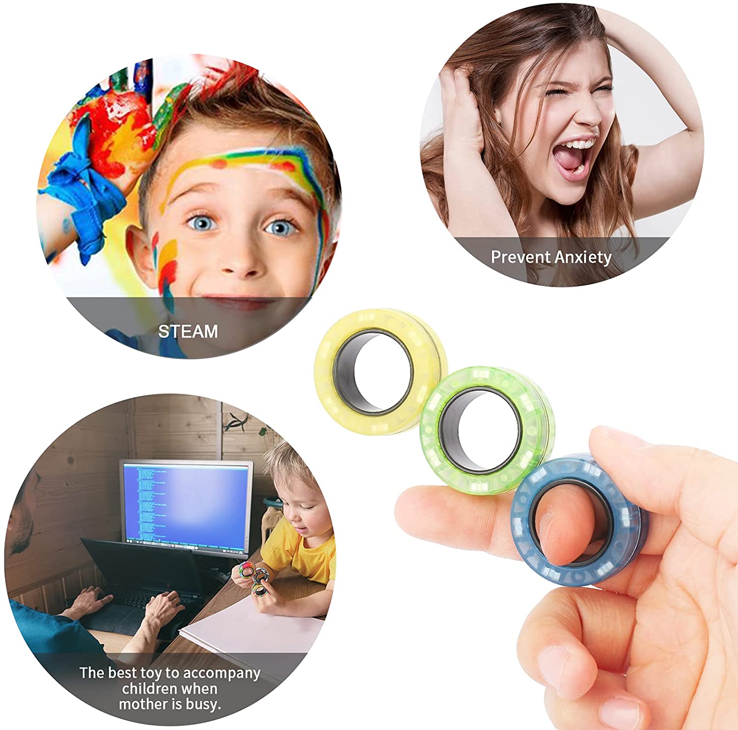 3pcs Finger Magnetic Rings