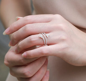 Silver Double Butterfly Rings