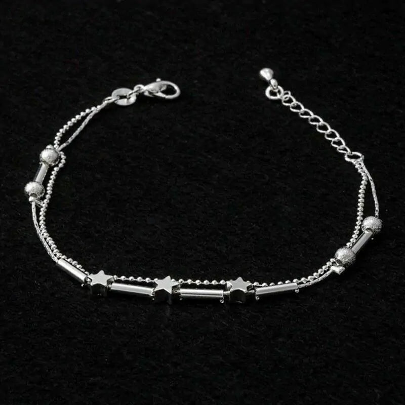 Silver Plated Women's Star Ankle Bracelet