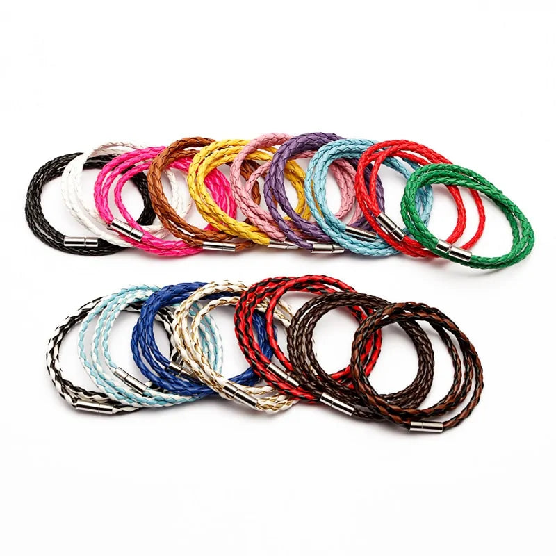 Colorful Fashion PU Braided Leather Bracelet